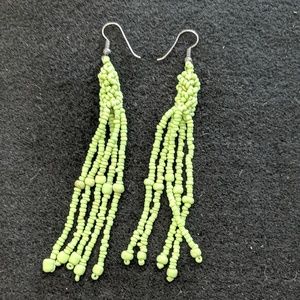 Light Pistachio green Beaded drop earrings